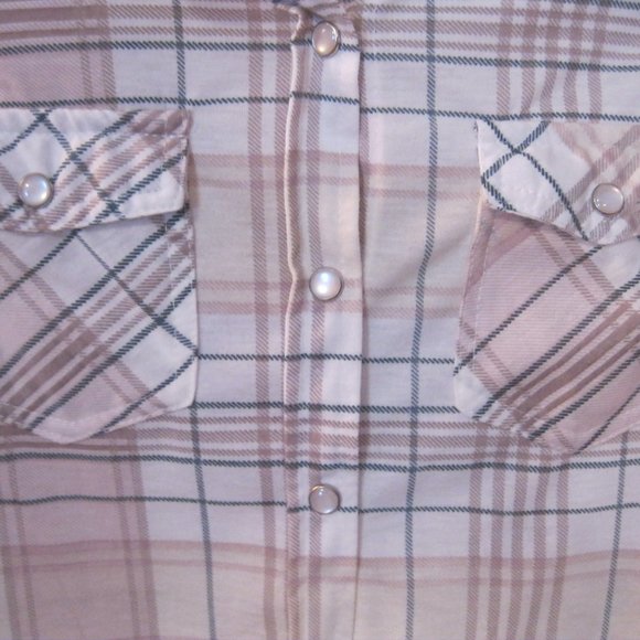 Passport Button Up Shirt Plaid Long Sleeves - Picture 3 of 5